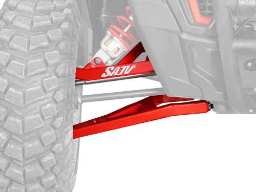 SuperATV - Polaris RZR XP Turbo Sidewinder A-Arms—1.5" Forward Offset (Without Ball Joints) Red