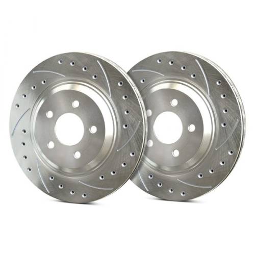 Diamond T Enterprises - Diamond T Drilled and Slotted Brake Rotors for Ford (2013-16) F-250 (2013-14) F-350 SRW Front Pair, Silver ZRC Coating