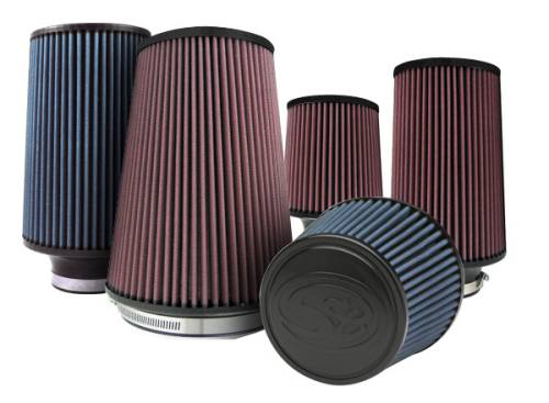 S&B - S&B Universal Air Filter 4" Top x 7" Base x 9.25" Pleat Height x 1.75" Element Height x 8" End Cap - Black Rubber Top, Red Oil, Cleanable