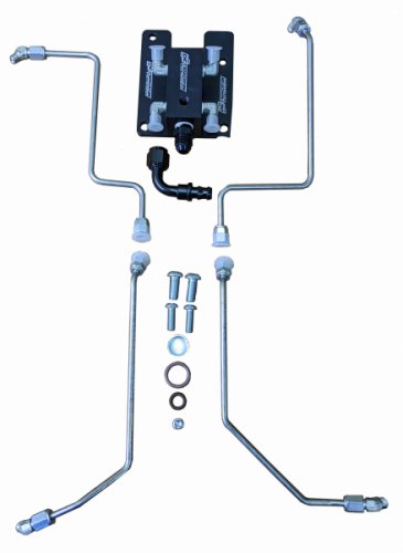 CNC Fabrication - CNC Fabrication 4-Line Feed Valley Mount Fuel Line Kit for Ford (1994.5-99) 7.3L Power Stroke, Valley Mount, OBS (Black)