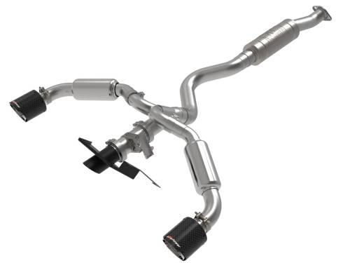aFe - aFe Power Gemini XV 304 Stainless Steel Cat-Back Exhaust System for Toyota (2023-24) GR Corolla L3-1.6L (t), 3" to 2.5" w/ Cut-Out Blue Flame Tips