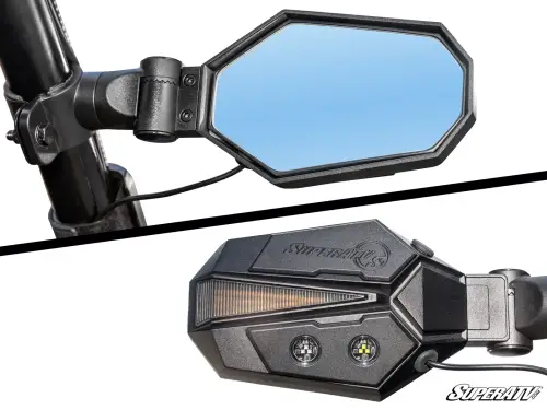 SuperATV - SuperATV Lighted Side-View Mirrors for Honda (2016-26) Pioneer 1000, 1.75"