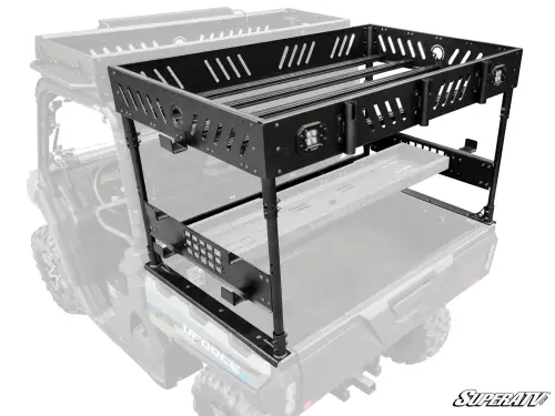 SuperATV - SuperATV Outfitter Bed Rack for CFMoto (2019-26) Uforce 1000 (w/ Lights, 1 Shelf, No Wiring Harness)