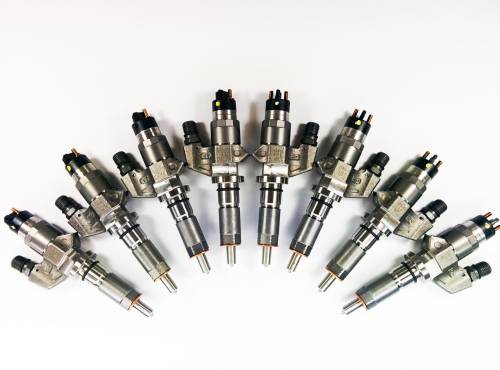 Dynomite Diesel - Dynomite Diesel Reman Injector Set for Chevy/GMC (2001-04) 6.6L LB7 Duramax, 150% Over, SAC Nozzles
