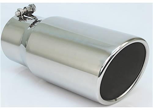 Different Trends - Different Trends Exhaust Tip, 4" - 5" x 12" Angle, T-304 Stainless, Single Wall Rolled Edge