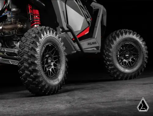 SuperATV - SuperATV Assault Industries Hellfire Wheels w/ Innerlock Technology for Can-Am (2024+) Maverick R, 6/5.5 Bolt Pattern, 7" Wheel Width (Satin Black)