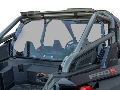 SuperATV - SuperATV Rear Windshield for Polaris (2022-24) RZR Pro R, 4 Seat w/ Rockford Fosgate Audio (Standard Polycarbonate - Light Tint)