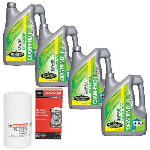 KT Packs - Oil Change Kit for Ford (2011-25) 6.7L Power Stroke (Motorcraft Oil Filter with Hot Shot's Green Diamond Fleet FULL Synthetic Oil)