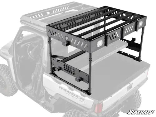 SuperATV - SuperATV Outfitter Bed Rack for Polaris (2024) Ranger XD 1500 (2 cube lights, no shelf)