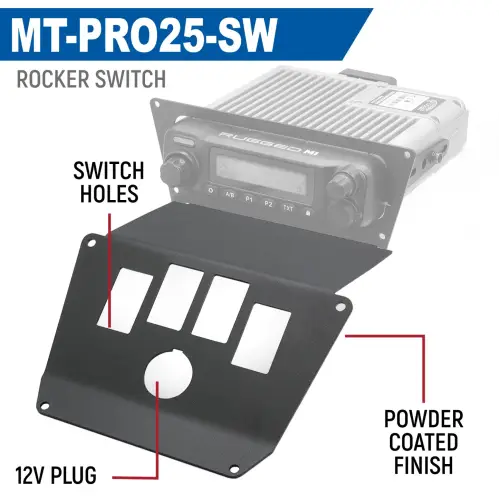 Rugged Radios - Rugged Radios Radio Mount Lower Accessory Panel for Polaris (2025) RZR Pro XP, Pro R, Pro S (Rocker Switch)
