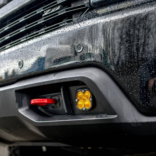 Baja Designs - Baja Designs Squadron Sport Fog Pocket Light Kit for Chevy (2019-22) Silverado 1500 / 2020-22 2500HD/3500HD, Wide Cornering Light Pattern, Clear Lens