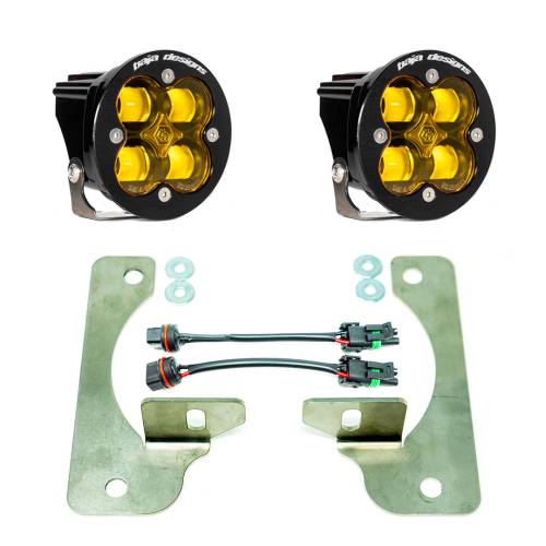 Baja Designs - Baja Designs Squadron-R SAE Fog Pocket Light Kit for Jeep (2020-25) Gladiator / (2018-25) Wrangler JL w/ OE Rubicon Bumper, SAE Fog Light Pattern, Baja Amber Lens