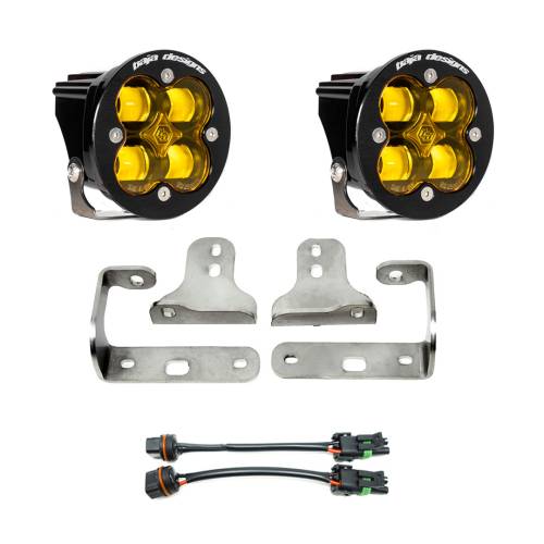 Baja Designs - Baja Designs Squadron-R SAE Fog Pocket Light Kit for Jeep (2020-25) Gladiator / (2018-25) Wrangler JL; NOTE: w/ OE Sport Bumper, SAE Fog Light Pattern, Baja Amber Lens