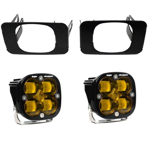 Baja Designs - Baja Designs Squadron SAE Fog Pocket Light Kit for Ford (2015-20) F-150 / (2017-22) F-250/350 Super Duty, SAE Fog Light Pattern, Baja Amber Lens