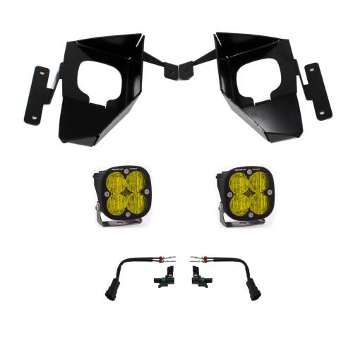 Baja Designs - Baja Designs Squadron Sport Fog Pocket Light Kit for Chevrolet (2016-18) Silverado 1500, Wide Cornering Light Pattern, Baja Amber Lens