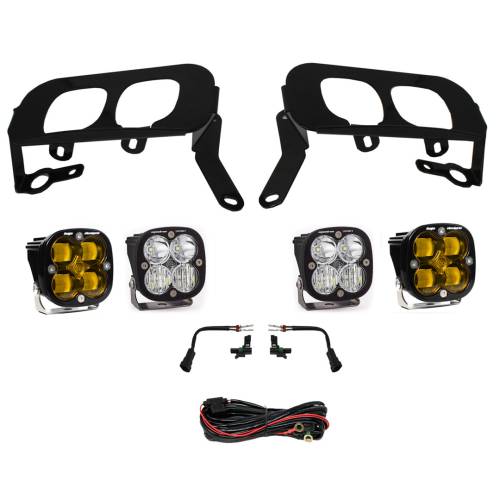 Baja Designs - Baja Designs Squadron Sport/SAE Dual Fog Pocket Light Kit for Chevrolet (2014-15) Silverado 1500, SAE Fog Light Pattern, Baja Amber Lens