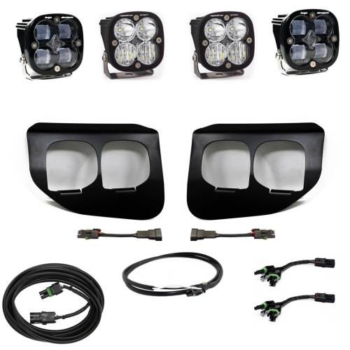 Baja Designs - Baja Designs Squadron SAE/Sport Fog Pocket Light Kit for Ford (2020-22) F-250/350 Super Duty, SAE Fog Light Pattern, Clear Lens, Upfitter Wiring
