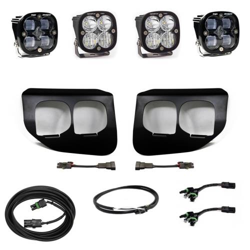 Baja Designs - Baja Designs Squadron SAE/Pro Fog Pocket Light Kit for Ford (2020-22) F-250/350 Super Duty, SAE Fog Light Pattern, Clear Lens, Upfitter Wiring