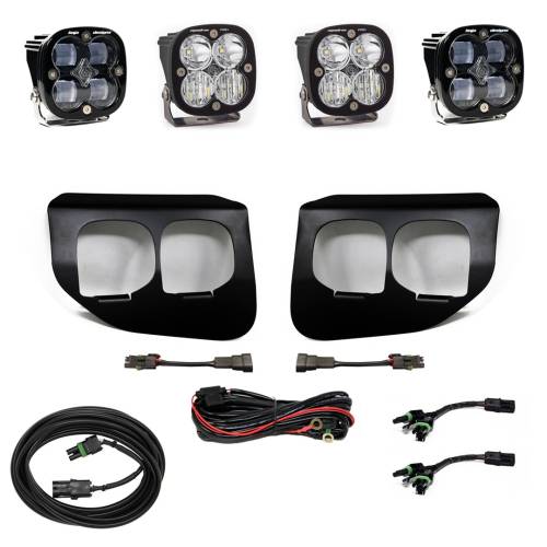 Baja Designs - Baja Designs Squadron SAE/Pro Fog Pocket Light Kit for Ford (2020-22) F-250/350 Super Duty, SAE Fog Light Pattern, Clear Lens, Toggle Wiring
