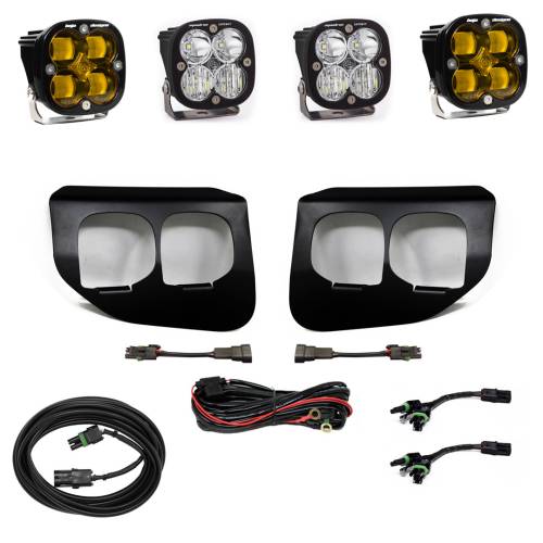 Baja Designs - Baja Designs Squadron SAE/Sport Fog Pocket Light Kit for Ford (2020-22) F-250/350 Super Duty, SAE Fog Light Pattern, Baja Amber Lens, Toggle Wiring