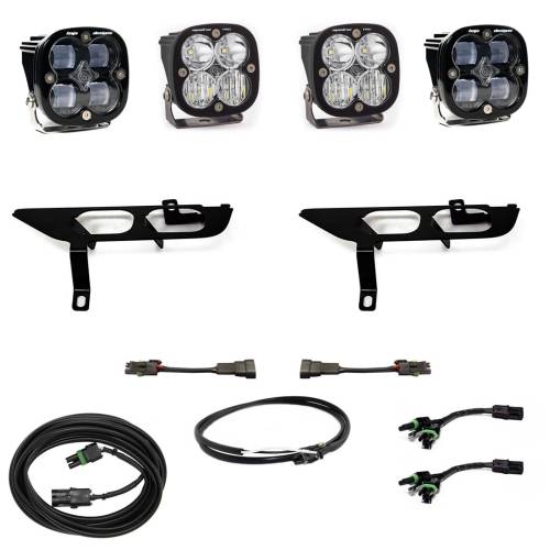 Baja Designs - Baja Designs Squadron SAE/Sport Fog Pocket Light Kit for Ford (2021-23) F-150 w/o Daytime Running Lights (DRL), SAE Fog Light Pattern, Clear Lens, Upfitter Wiring