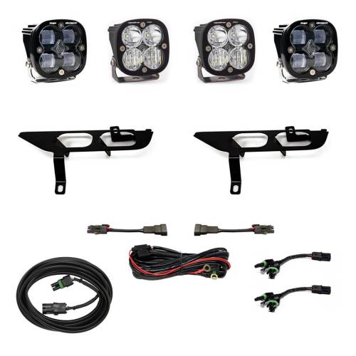 Baja Designs - Baja Designs Squadron SAE/Pro Fog Pocket Light Kit for Ford (2021-23) F-150 w/o Daytime Running Lights (DRL), SAE Fog Pattern, Clear Lens, Toggle Wiring
