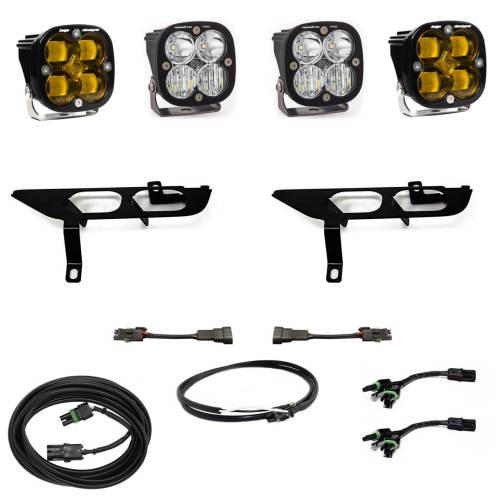 Baja Designs - Baja Designs Squadron SAE/Sport Fog Pocket Light Kit for Ford (2021-23) F-150 w/o Daytime Running Lights (DRL), SAE Fog Light Pattern, Baja Amber Lens, Upfitter Wiring