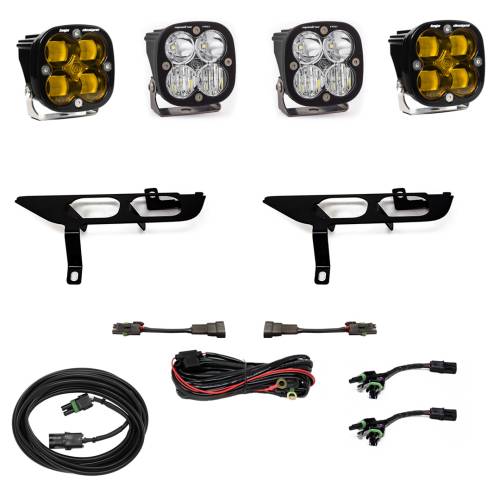 Baja Designs - Baja Designs Squadron SAE/Sport Fog Pocket Light Kit for Ford (2021-23) F-150 w/o Daytime Running Lights (DRL), SAE Fog Light Pattern, Baja Amber Lens, Toggle Wiring
