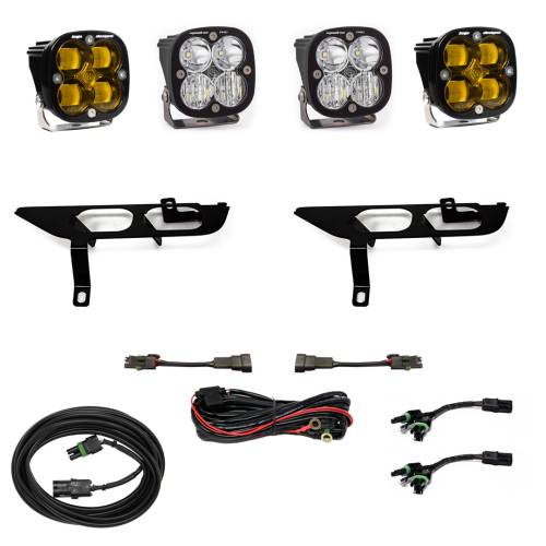 Baja Designs - Baja Designs Squadron SAE/Pro Fog Pocket Light Kit for Ford (2021-23) F-150 w/o Daytime Running Lights (DRL), SAE Fog Pattern, Baja Amber Lens, Toggle Wiring