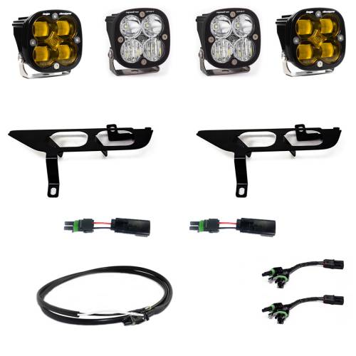 Baja Designs - Baja Designs Squadron SAE/Sport Fog Pocket Light Kit for Ford (2021-23) F-150 w/ Daytime Running Lights (DRL), SAE Fog Light Pattern, Clear Lens, Upfitter Wiring