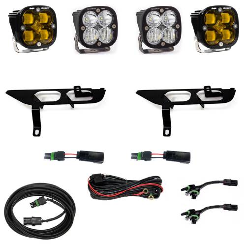 Baja Designs - Baja Designs Squadron SAE/Pro Fog Pocket Light Kit for Ford (2021-23) F-150 w/ Daytime Running Lights (DRL), SAE Fog Light Pattern, Baja Amber Lens, Toggle Wiring