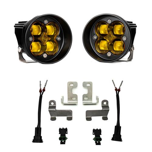 Baja Designs - Baja Designs Squadron-R SAE Fog Pocket Light Kit for Toyota (2010-24) 4Runner / (2012-23) Tacoma / (2014-21) Tundra, SAE Fog Light Pattern, Baja Amber Lens