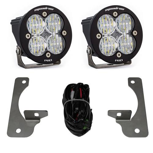 Baja Designs - Baja Designs Squadron-R Pro Fog Pocket Light Kit for Jeep (2007-09) Wrangler JK w/ Premium OE Bumper, Wide Cornering Light Pattern, Clear Lens