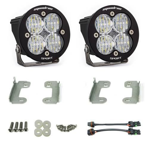 Baja Designs - Baja Designs Squadron-R Sport Fog Pocket Light Kit for Jeep (2007-09) Wrangler JK w/ Standard OE Bumper, Wide Cornering Light Pattern, Clear Lens
