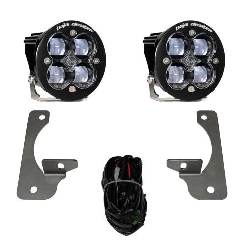 Baja Designs - Baja Designs Squadron-R SAE Fog Pocket Light Kit for Jeep (2007-09) Wrangler JK w/ Premium OE Bumper, SAE Fog Light Pattern, Clear Lens