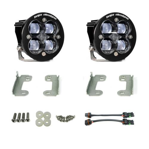 Baja Designs - Baja Designs Squadron-R SAE Fog Pocket Light Kit for Jeep (2007-09) Wrangler JK w/ Standard OE Bumper, SAE Fog Light Pattern, Clear Lens