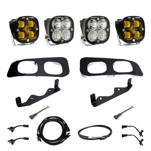 Baja Designs - Baja Designs Squadron SAE/Squadron Sport Dual Fog Pocket Light Kit for Ford (2023-25) F-250/350 Super Duty, SAE Fog Light Pattern, Baja Amber Lens, Upfitter Wiring