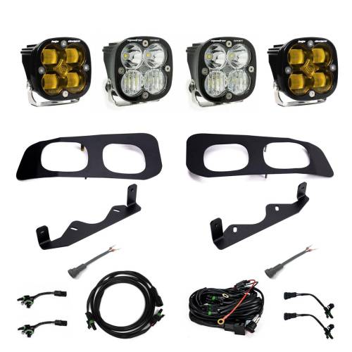 Baja Designs - Baja Designs Squadron SAE/Squadron Sport Dual Fog Pocket Light Kit for Ford (2023-25) F-250/350 Super Duty, SAE Fog Light Pattern, Baja Amber Lens, Toggle Wiring