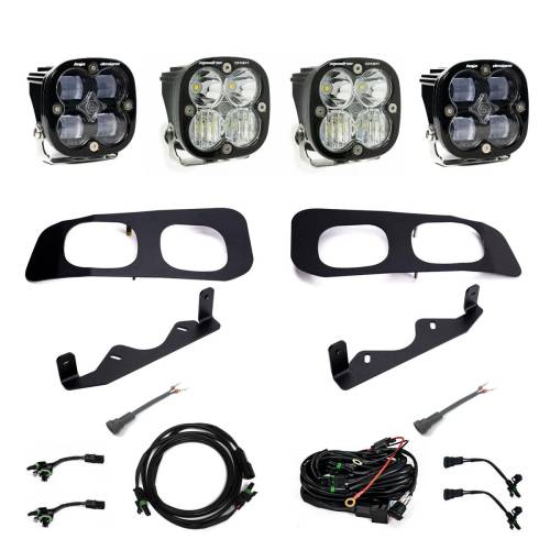 Baja Designs - Baja Designs Squadron SAE/Squadron Sport Dual Fog Pocket Light Kit for Ford (2023-25) F-250/350 Super Duty, SAE Fog Light Pattern, Clear Lens, Toggle Wiring