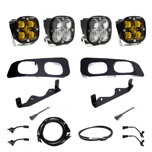 Baja Designs - Baja Designs Squadron SAE/Squadron Pro Dual Fog Pocket Light Kit for Ford (2023-25) F-250/350 Super Duty, SAE Fog Light Pattern, Baja Amber Lens, Upfitter Wiring
