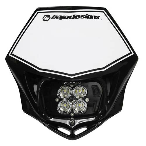 Baja Designs - Baja Designs Motorcycle Squadron Sport (A/C) Headlight Kit w/ Shell - Universal (Black, Spot Light Pattern, Clear Lens)
