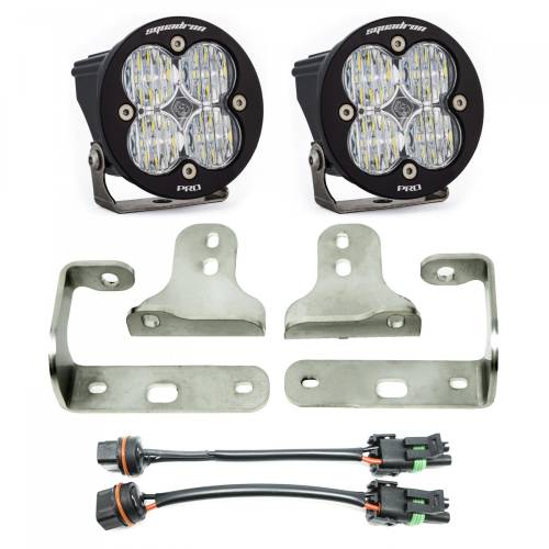 Baja Designs - Baja Designs Squadron-R Pro Fog Pocket Light Kit for Jeep (2020-25) Gladiator / (2018-25) Wrangler JL, w/ OE Sport Bumper, Wide Cornering Light Pattern, Clear Lens