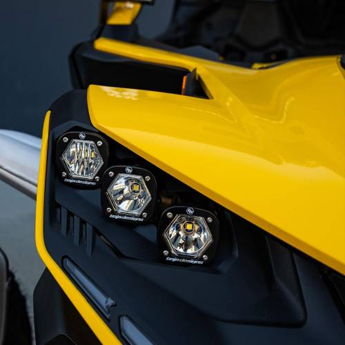 Baja Designs - Baja Designs Triple S1 "Unlimited" Headlight Kit  Can-Am (2024-25) Maverick R, Multi-Pattern/Laser Spot Light Pattern, Clear Lens