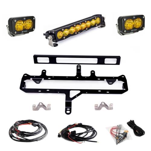 Baja Designs - Baja Designs S8 10-inch/S2 Pro Grille Light Kit for Toyota (2024-25) Tacoma TRD Pro, Multi-Pattern Light Pattern, Baja Amber Lens