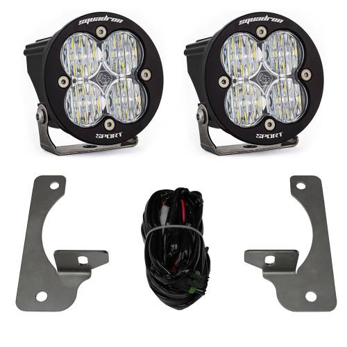 Baja Designs - Baja Designs Squadron-R Sport Fog Pocket Light Kit for Jeep (2010-18) Wrangler JK; w/ Premium OE Bumper (Wide Cornering Light Pattern, Clear Lens)