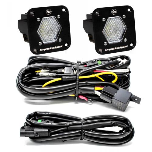 Baja Designs - Baja Designs S1 Flush Mount LED Light Pod Reverse Kit, Black, Pair, Work/Scene Light Pattern, Clear Lens - Universal