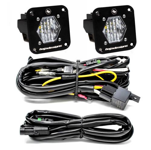 Baja Designs - Baja Designs S1 Flush Mount LED Light Pod Reverse Kit, Black, Pair, Wide Cornering Light Pattern, Clear Lens - Universal