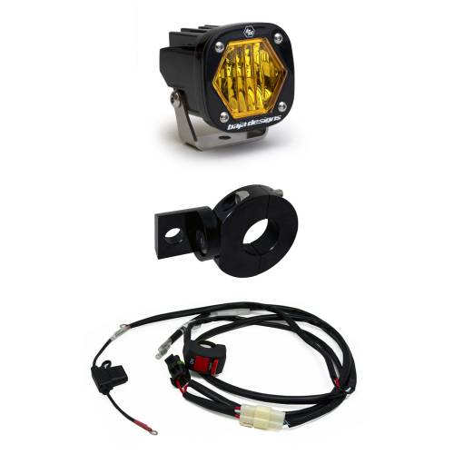 Baja Designs - Baja Designs Moto Electric Start Pit Bike S1 Auxiliary Light Kit, Trail Light Pattern, Baha Amber Lens - Universal