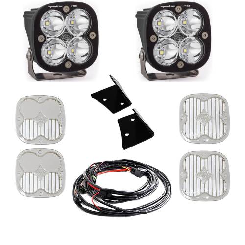 Baja Designs - Baja Designs Squadron Pro Spot A-Pillar Light Kit for Jeep (2007-18) Wrangler JK, Spot Light Pattern, Clear Lens
