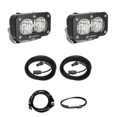 Baja Designs - Baja Designs S2 Sport Dual Reverse Light Kit for Ford (2023-25) F-250/350 Super Duty, Wide Cornering Light Pattern, Clear Lens, Upfitter Wiring